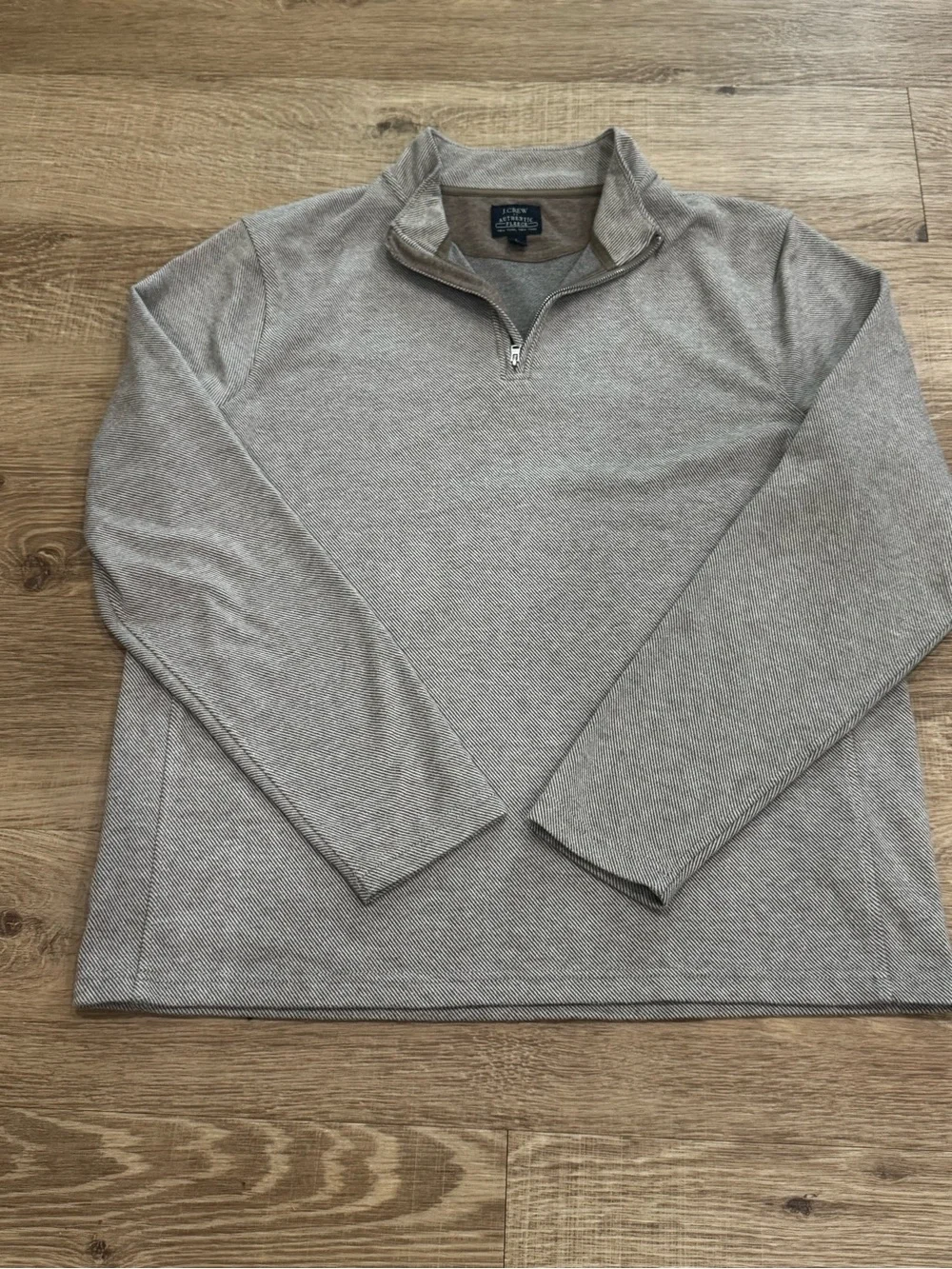 J.Crew Authentic Fleece Men’s Large Quarter Zip Pullover Taupe Heather